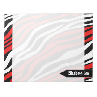 Zebra Print Red Mix Personalised Notepad