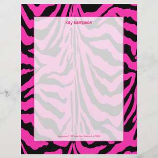 Zebra print, retro colours fuschia + black customised letterhead