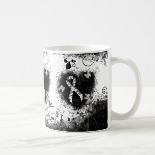Zebra Print Ribbon Grunge Heart Coffee Mug