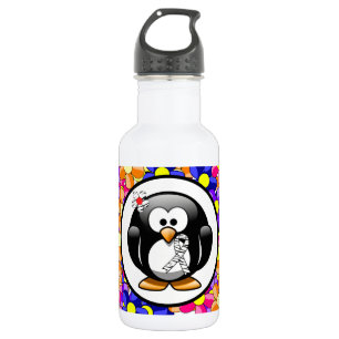 Zebra Print Ribbon Penguin 532 Ml Water Bottle