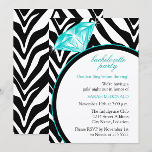Zebra Print & Ring Bachelorette Party Invitation