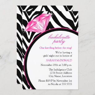 Zebra Print & Ring  Bachelorette Party Invitation