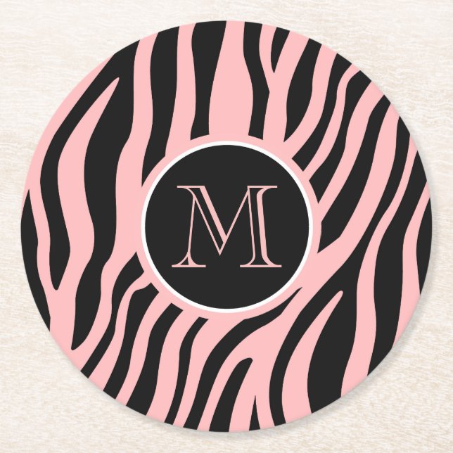 Zebra Print Round Paper Coaster (Front)