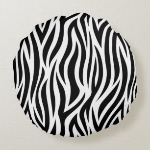 Zebra Print Round Throw Pillow