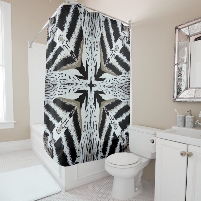 Zebra Print Shower Curtain (In Situ)