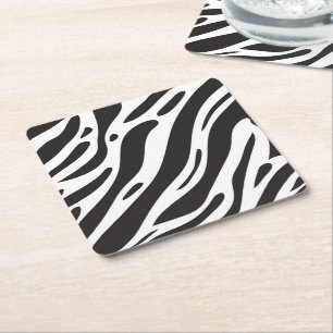 Zebra print square paper coaster