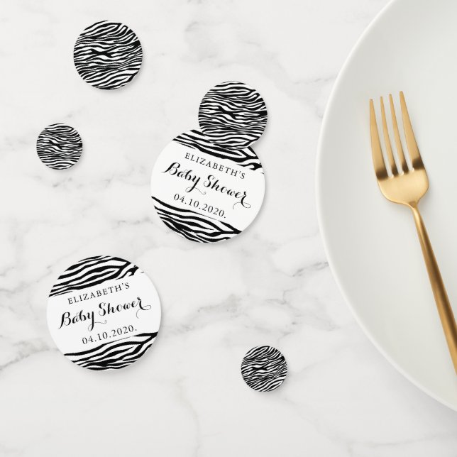Zebra Print, Stripes, Black And White, Baby Shower Confetti (Group)