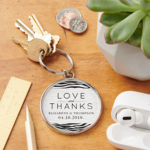 Zebra Print, Stripes, Black And White, Wedding Key Ring