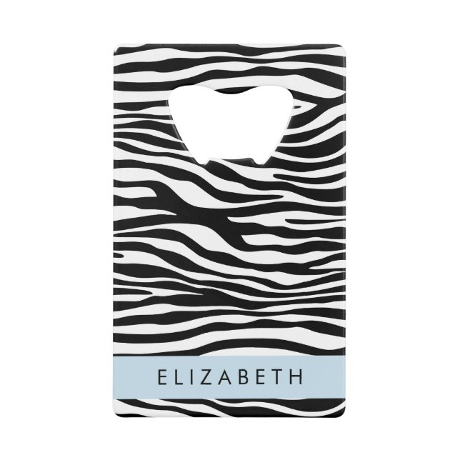 Zebra Print, Stripes, Black And White, Your Name (Front)
