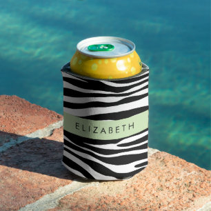 Zebra Print, Stripes, Black And White, Your Name Can Cooler