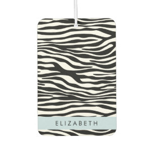 Zebra Print, Stripes, Black And White, Your Name Car Air Freshener