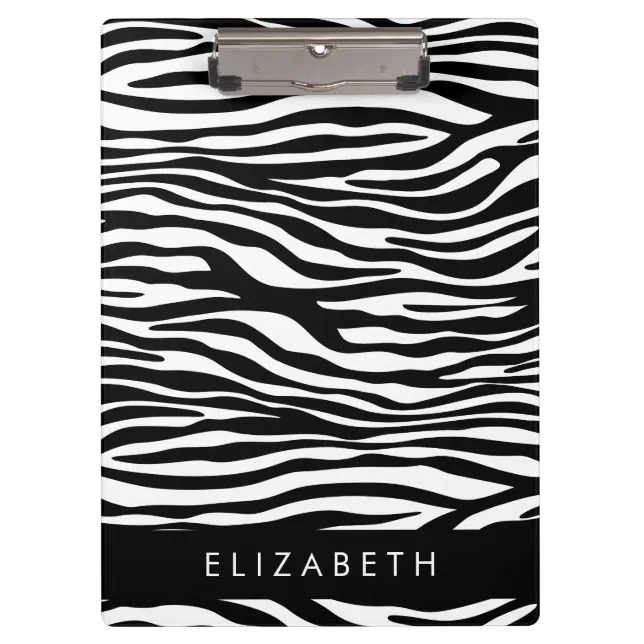 Zebra Print, Stripes, Black And White, Your Name Clipboard Zazzle.co.nz