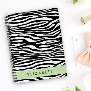 Zebra Print, Stripes, Black And White, Your Name Notebook
