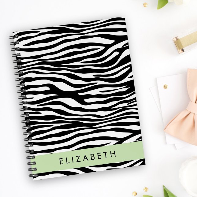Zebra Print, Stripes, Black And White, Your Name Notebook (Creator Uploaded)