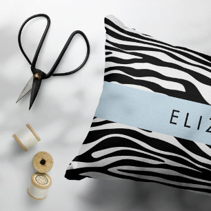 Zebra Print, Stripes, Black And White, Your Name Pillowcase