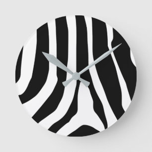 Zebra Print Stripes Pattern Round Clock