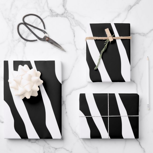 Zebra Print Stripes Pattern Wrapping Paper Sheet (Front)