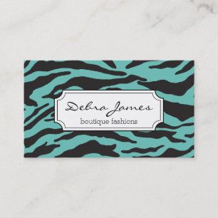 Zebra Print   Teal Business Card
