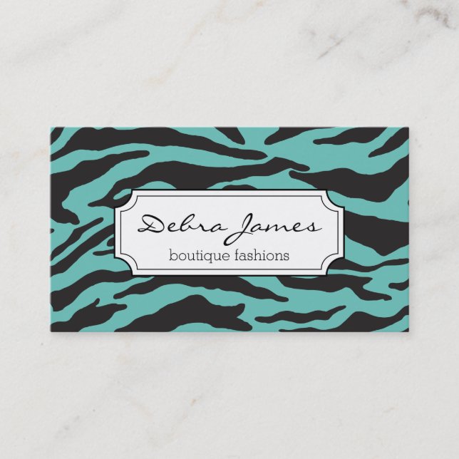 Zebra Print | Teal Business Card (Front)
