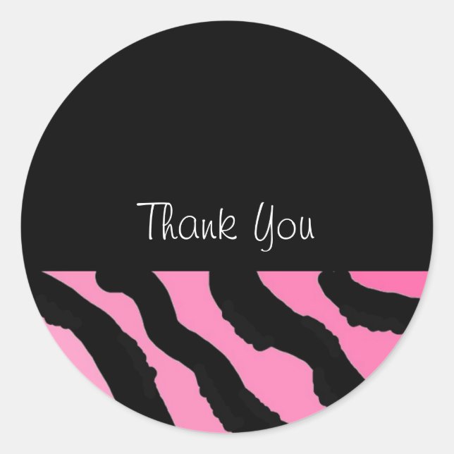 Zebra Print Thank You Classic Round Sticker (Front)