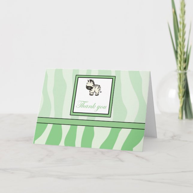Zebra Print Thank You - Green Card (Front)