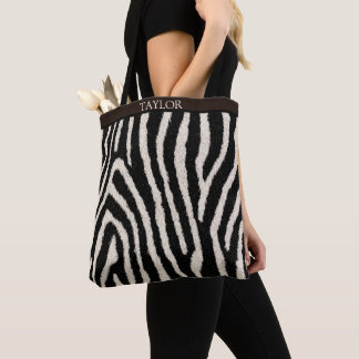 Zebra Print Tote Bag with Custom Name
