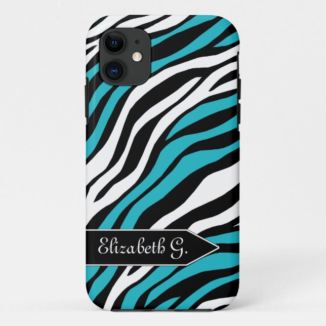 Zebra Print Turquoise Mix iPhone 5 Case (Back)