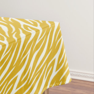 Zebra Print White Yellow Ochre Cute Modern Pattern Tablecloth