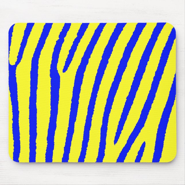 Zebra Print (Yellow & Blue) Mouse Pad (Front)