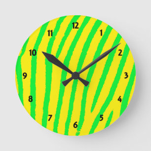 Zebra Print (Yellow & Green) Round Clock