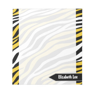 Zebra Print Yellow Mix Personalised Notepad
