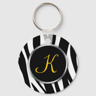 Zebra Print : Yellow Monogram : Keychain