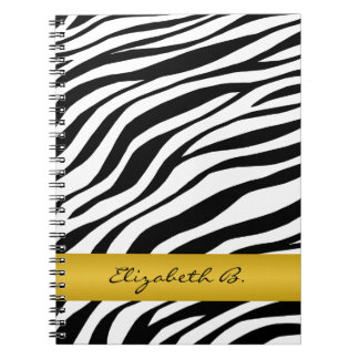 Zebra Print Yellow Stripe Personalised Notebook