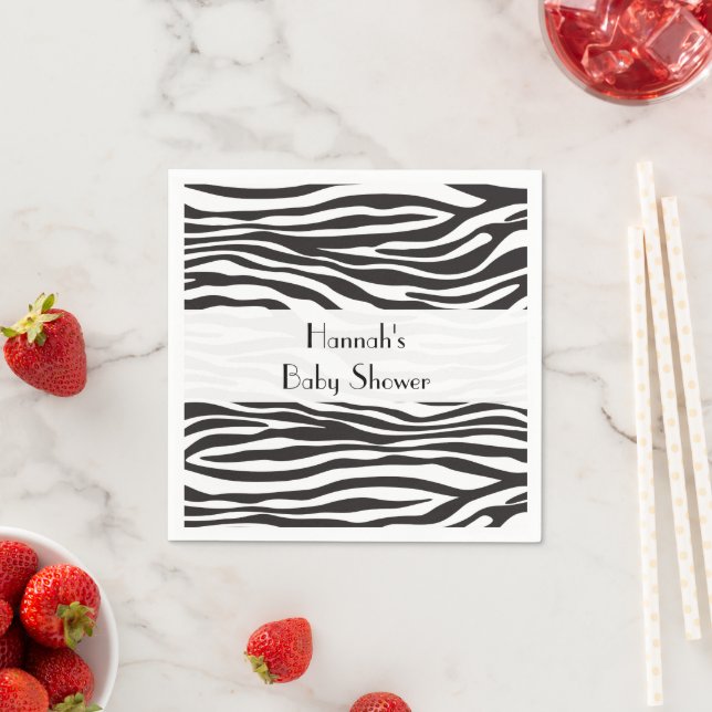 Zebra Print, Zebra Stripes, Baby Shower Napkin (Insitu)