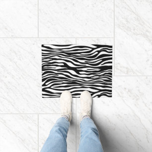 Zebra Print, Zebra Stripes, Black And White Doormat