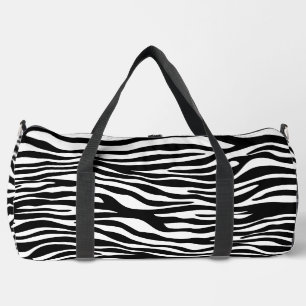 Zebra Print, Zebra Stripes, Black And White Duffle Bag