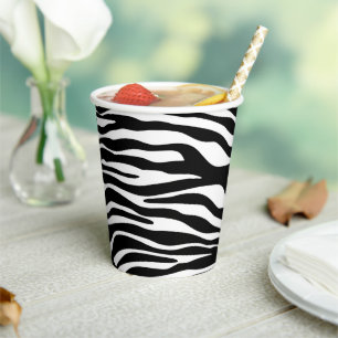 Zebra Print, Zebra Stripes, Black And White Paper Cups