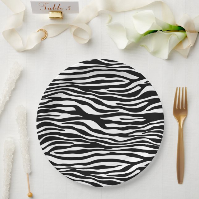 Zebra Print, Zebra Stripes, Black And White Paper Plate (Wedding)