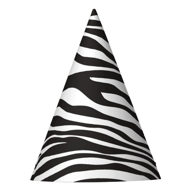 Zebra Print, Zebra Stripes, Black And White Party Hat (Front)