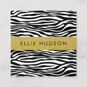 Zebra Print, Zebra Stripes, Black And White Square Business Card
