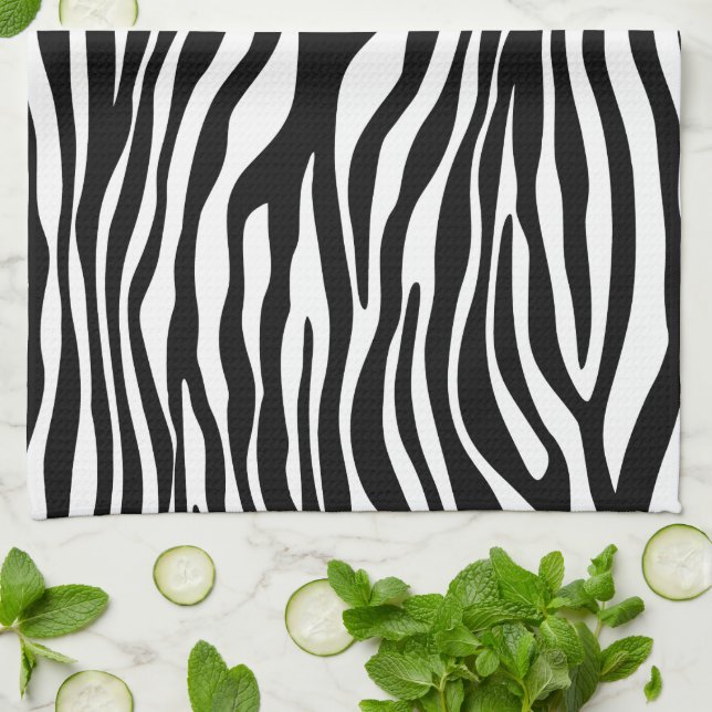 Zebra Print, Zebra Stripes, Black And White Tea Towel (Folded)