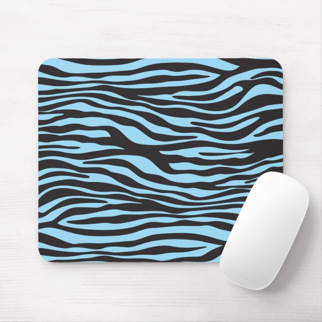 Zebra Print, Zebra Stripes, Blue Zebra, Jungle Mouse Pad (With Mouse)
