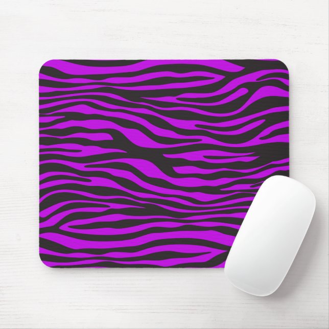 Zebra Print, Zebra Stripes, Purple Zebra, Jungle Mouse Pad (With Mouse)