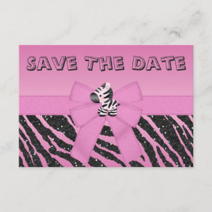 Zebra & Printed Bow Baby Shower Save the Date