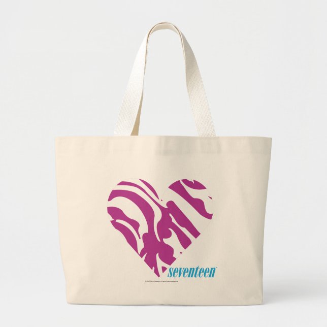 Zebra Purple 2 Large Tote Bag (Front)