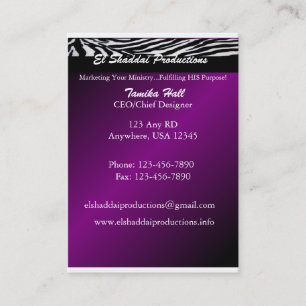 Zebra Purple Business Ministry Card