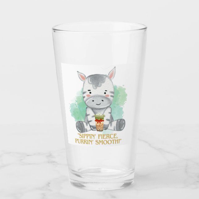 zebra quote cartoon drinking bobba tea glass (Front)