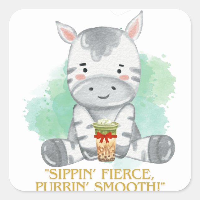 zebra quote square sticker (Front)