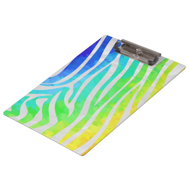 Zebra Rainbow and White Print Clipboard (Angled)