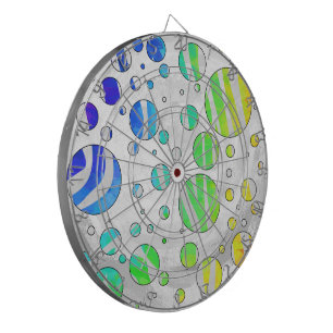 Zebra Rainbow and White Print Dartboard